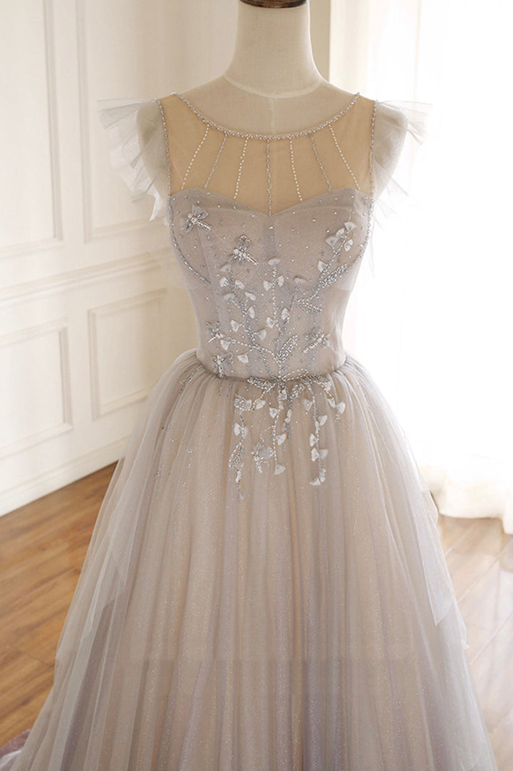 Cute tulle sequins long ball gown dress formal dress M5297