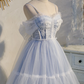 Sweet Light Blue A-line Short Party Dress M5910