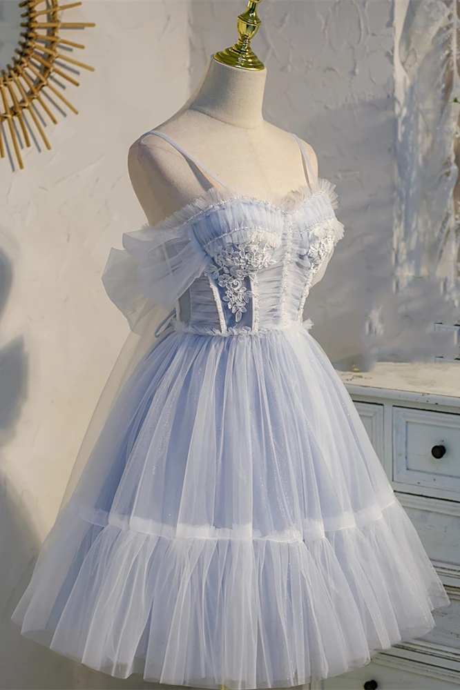 Sweet Light Blue A-line Short Party Dress M5910