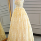 Yellow Prom Dresses,Long Prom Dress,A-line Evening Dress,Senior Prom Dress, M6015