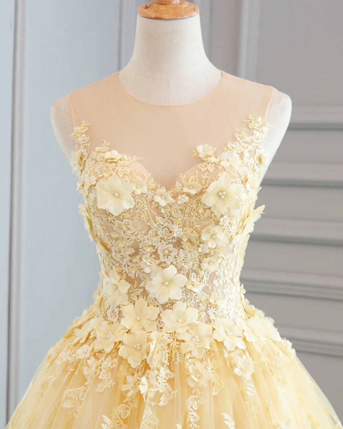 Yellow Prom Dresses,Long Prom Dress,A-line Evening Dress,Senior Prom Dress, M6015