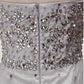 Cheap Silver A Line Jewel Sleeveless Organza Prom Dress with Sequins Crystals M1419