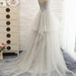 Lace Up Back Strapless Beaded Sweep Train Prom Dresses M1371