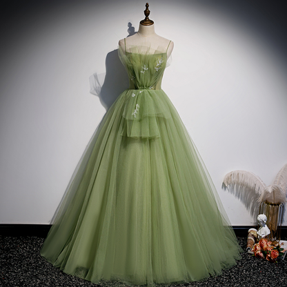 Light Green Beautiful Tulle Prom Dress 2022, Long Green Evening Party Dresses M5728