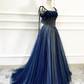 Blue Tulle Lace Applique Prom Dress Evening Dress Custom Size ,MD6936