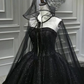 Sequin Shiny Strapless Black Ball Gown Princess Prom Dress ,MD6944