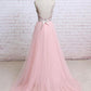 Spaghetti Straps Pink Lace Flora Tulle Sweetheart Backless Wedding Dress,Prom Dress M1406