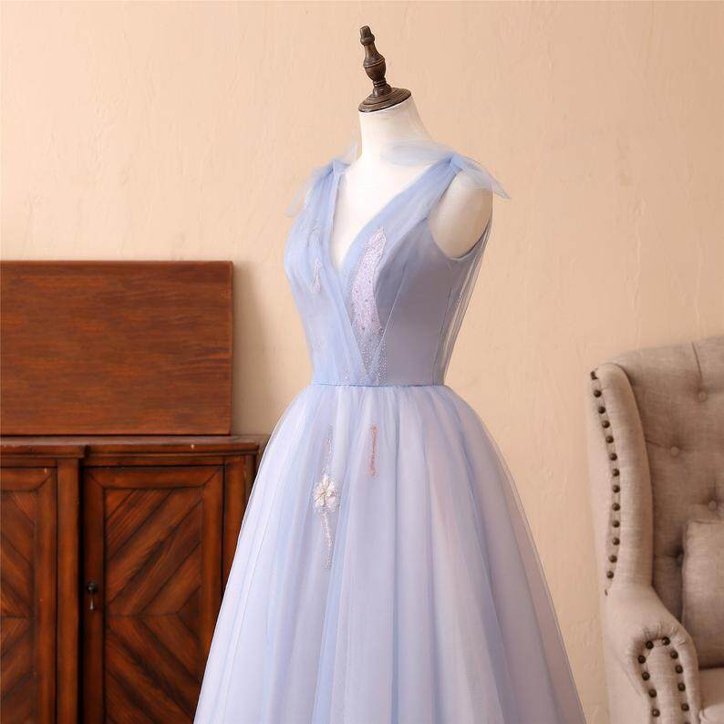 Lavender V-Neck Long Formal Dress M904