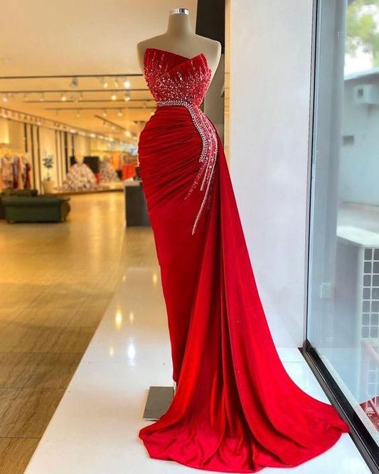 Mermaid Red Long Formal Prom Dress,MD6962