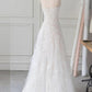 White Spaghetti Straps Lace Tulle Evening Dress, Floor Length Prom Dress with Beads  M1804