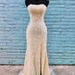 Sale CHAMPAGNE SWEETHEART TULLE LACE MERMAID LONG PROM DRESS,MD6813