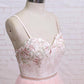 Spaghetti Straps Pink Lace Flora Tulle Sweetheart Backless Wedding Dress,Prom Dress M1406