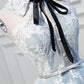 Light Sky Blue Halter Homecoming Dress with Lace Appliques, Cute Short Formal Dress M1733